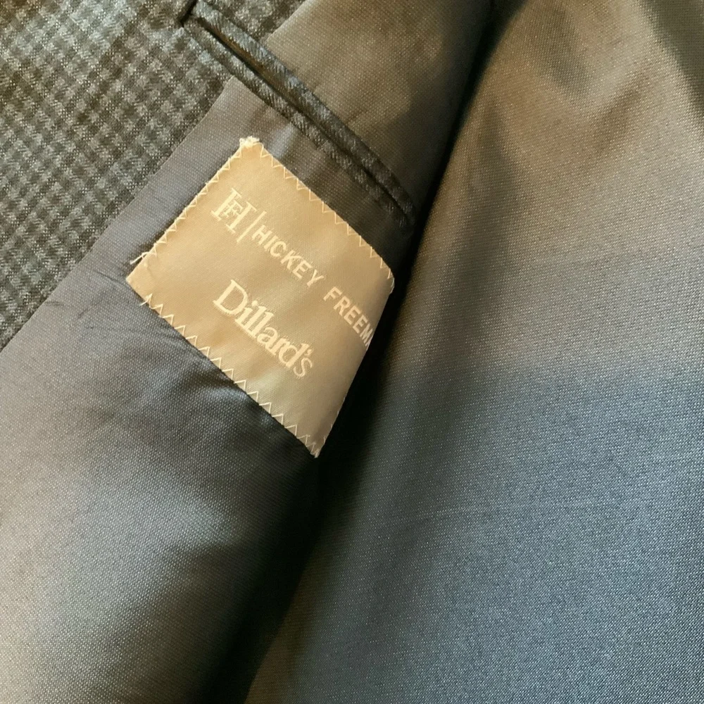 EUC Hickey Freeman Mens 54L 100% Worsted Wool‎ Blue Plaid Blazer